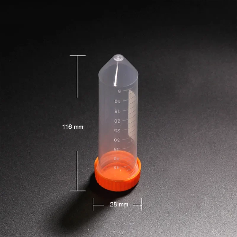 Centrifuge Tube Sample EP Tube 50 ml With Clear Scale Bottom Tip Plastic Test Tube With Screw Cover 50 / PK