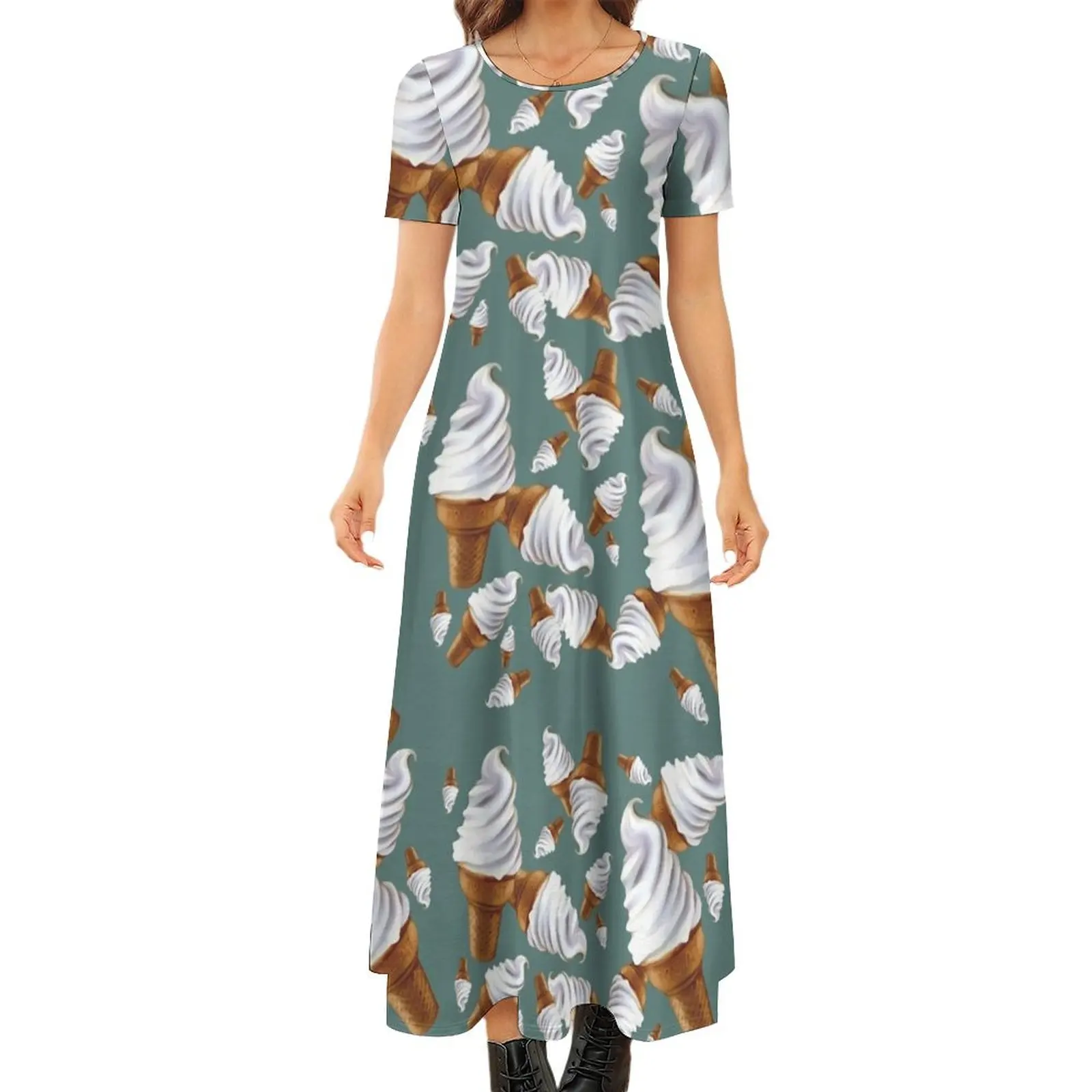 

Soft-Serve Round Neck Short Sleeve Dress summer dress daily Evening gown Bride dresses Dance dresses