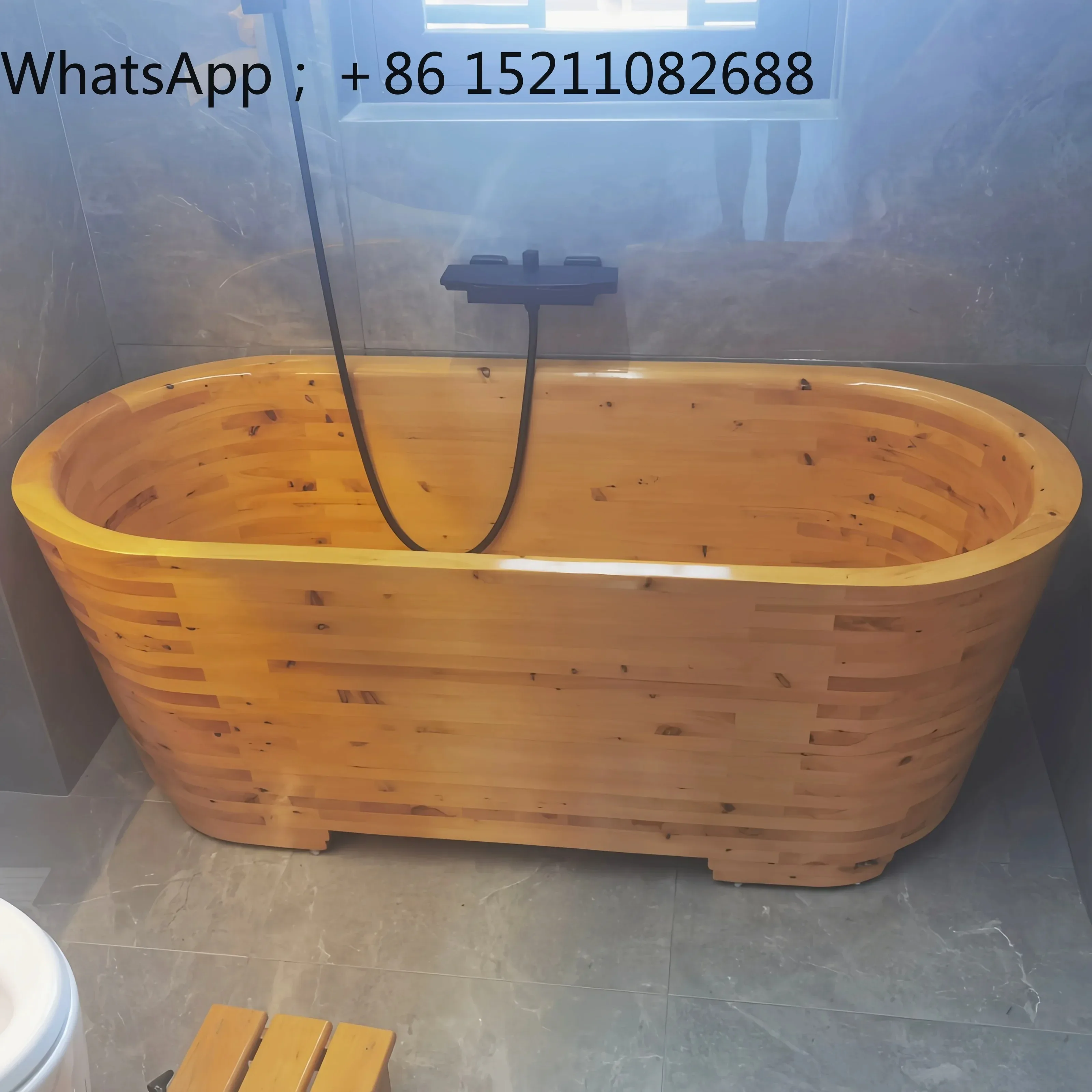 SCY small apartment household rubber wooden bucket adult bath bucket B & B hotel solid wood bathtub