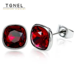 Pure Titanium Stud Earrings for Women Girls Big Cubic Zirconia White Red Black Hypoallergenic Earrings Gifts Sleeper Jewelry