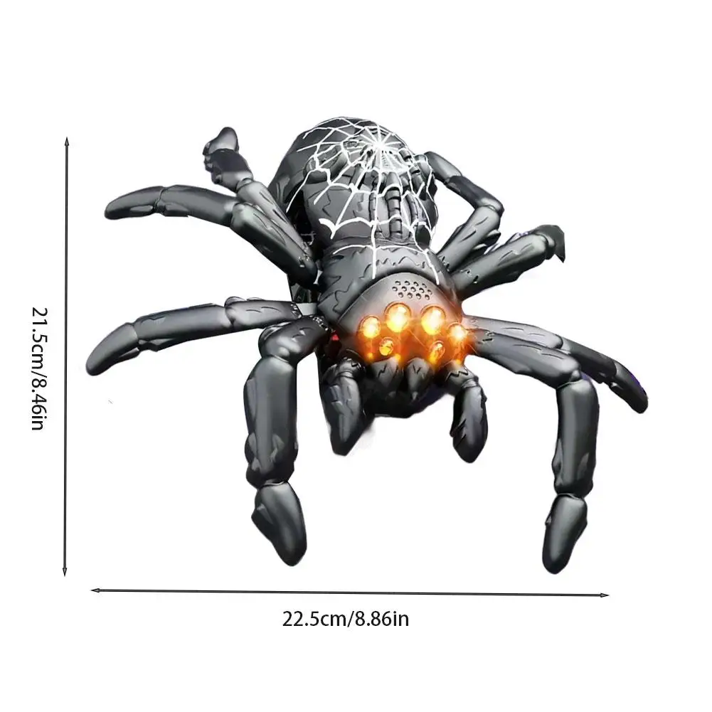 แมงมุมปีนกำแพงบังคับวิทยุแบบชาร์จไฟได้ พร้อมไฟ ของเล่นสัตว์แมงมุมสำหรับฮาโลวีน