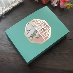 22.5*15*5cm 5pcs Green Blue Birds Outside The Window Singing Design Paper Box As Macaron Cookie Moon Cake Party Gifts Packaging