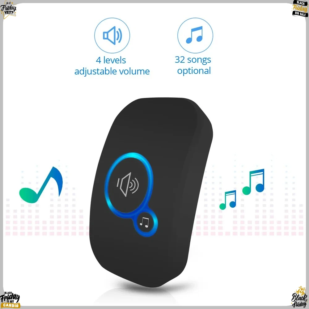 2026 New Wireless Doorbell FullHouse Waterproof Door Chime Kit Includes Push Button Transmitter and Plug In Receiver home use