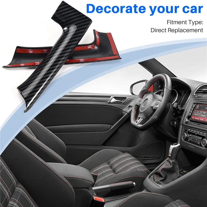

Durable-4Pcs Car Stickers ABS Carbon Fiber Grain Interior Door Armrest Decoration Cover For Golf 6 MK6 2009-2013