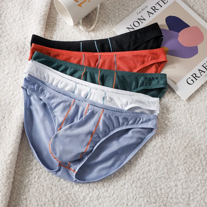 Solid color cross-border men's briefs low waist jacquard underwear Solid color men's underwear NK48