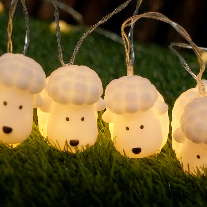 Lovely Silicone Sheep Illuminated String Lights, Mini Lamb Shaped Twinkle Lights, Novelty Animal Decor for Bedroom Window Layout