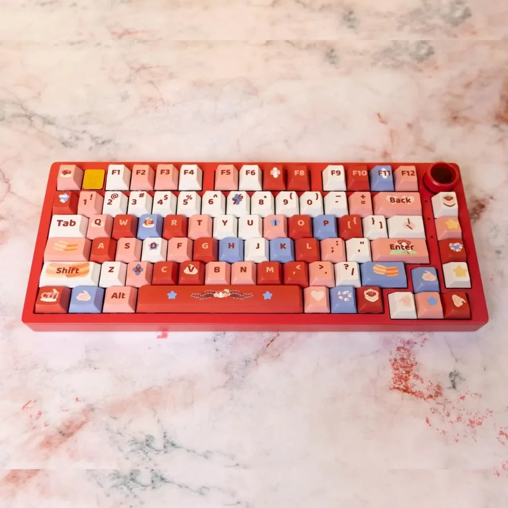 140Keys/Set Sweet Strawberry Garden Cute Multi-Color Red Keycaps DIY Custom Cherry Profile Key Caps For MX Switch Keyboard