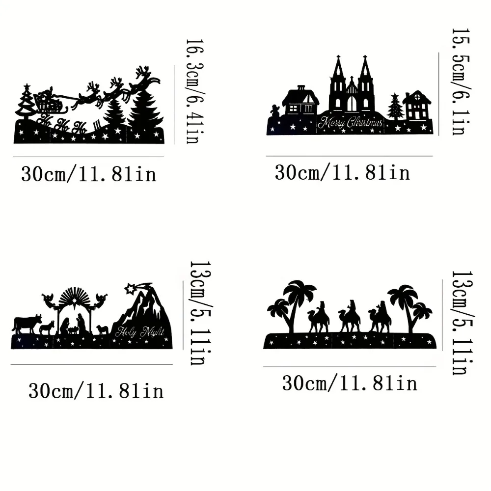CIFBUY Iron Wall Art Santa Sled Silhouette Metal Sign Nativity Decor For Indoor Outdoor Fireplace Tabletop Elegant Home Decorati - view 4
