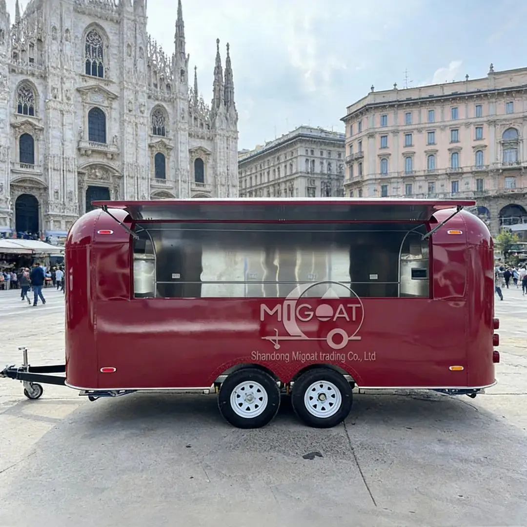 Vintage Red Mobile Food Truck Multifunctional Snack Vending Cart Outdoor Commercial Street Catering Trailer for Business