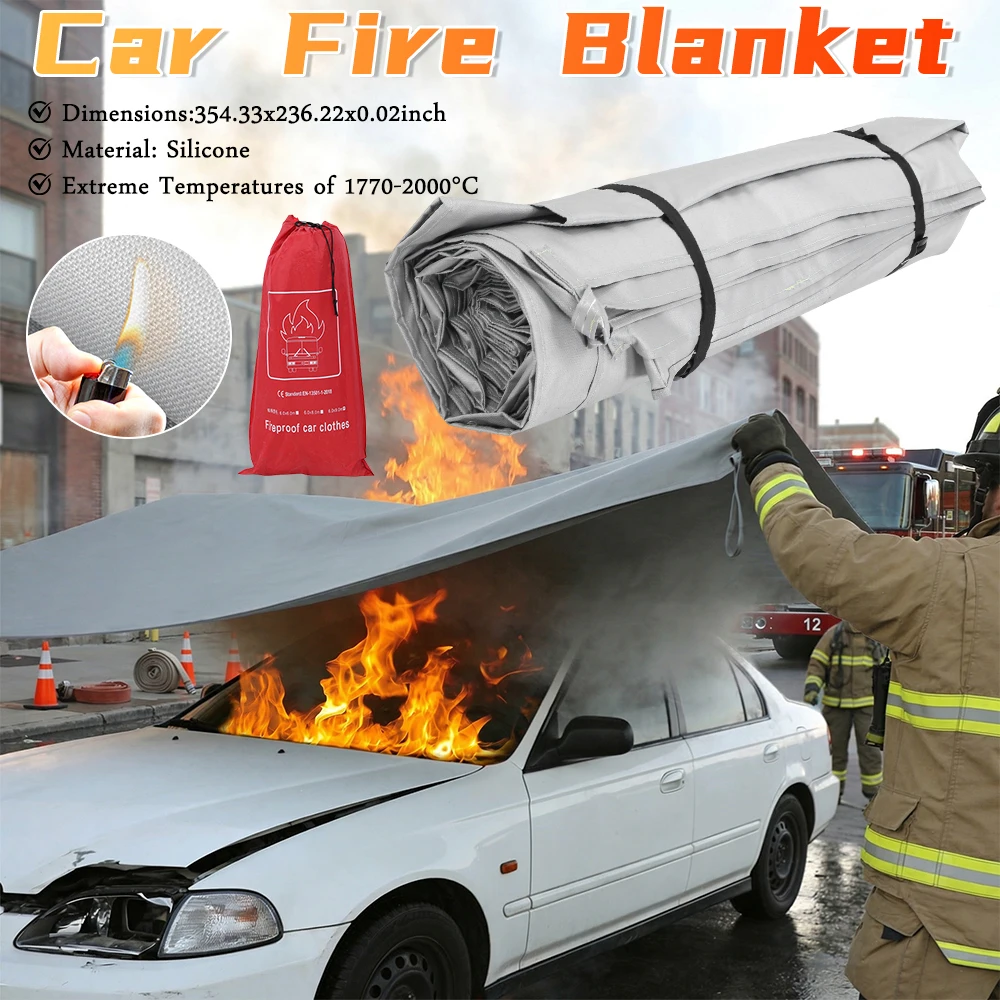 

6X9M Emergency Fire Blanket Fireproof Cover Silicone Coated High Temperature proof Fabric For Car EV Battery&Engine Fires