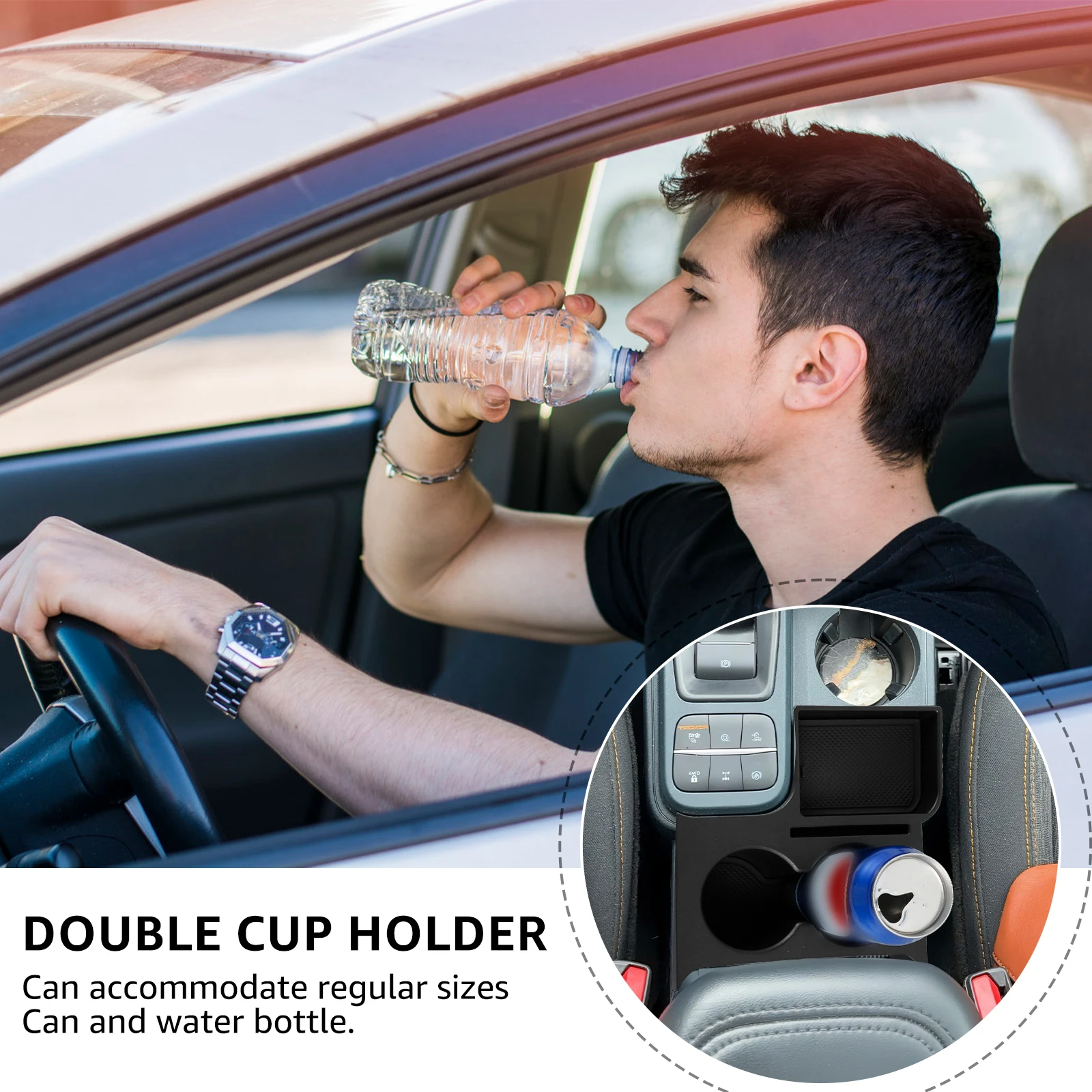 Car Center Console Double Cup Holder Compatible Multi Storage for Ford Maverick 2022 2023 2024 Plastic Center Console Organizer