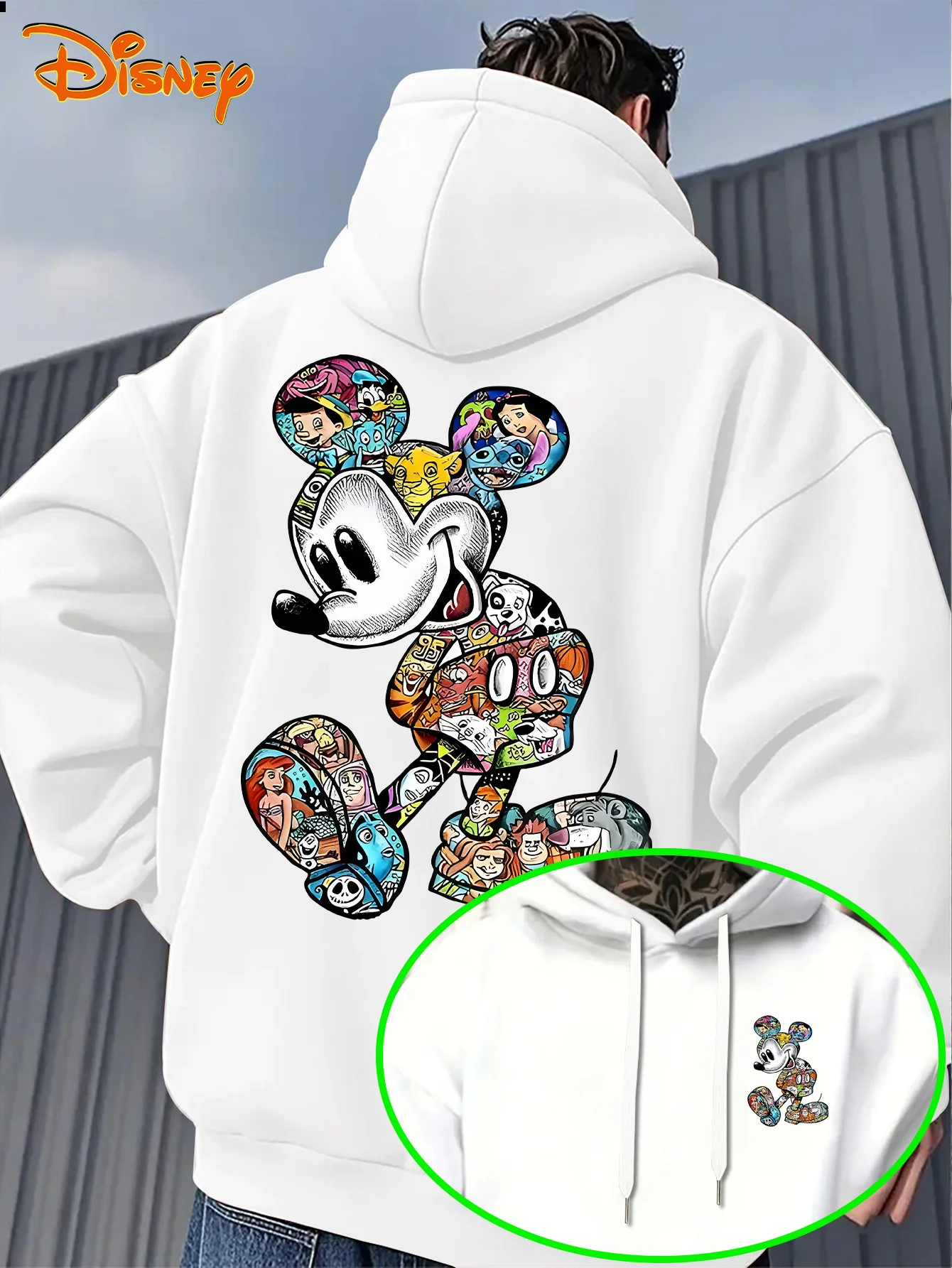 ديزني ميكي ماوس الرجال هوديي الخريف الشتاء عارضة للجنسين البلوز البلوز رياضية الملابس هودي المتضخم الشارع الشهير