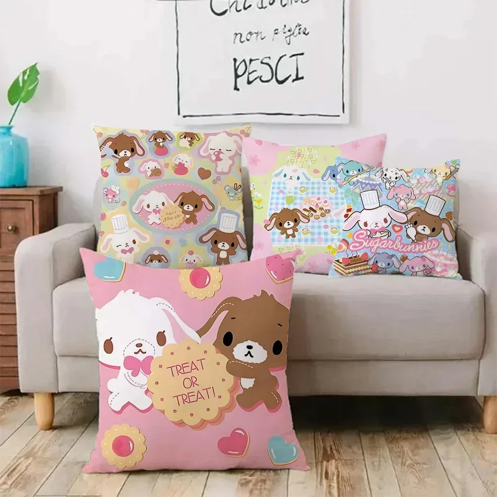 Cartoon Kawaii Sugarbunnies Pillow Covers Cartoon Sofa Decorative Home Double-sided Printing Short Plush Cute Cushion Cover