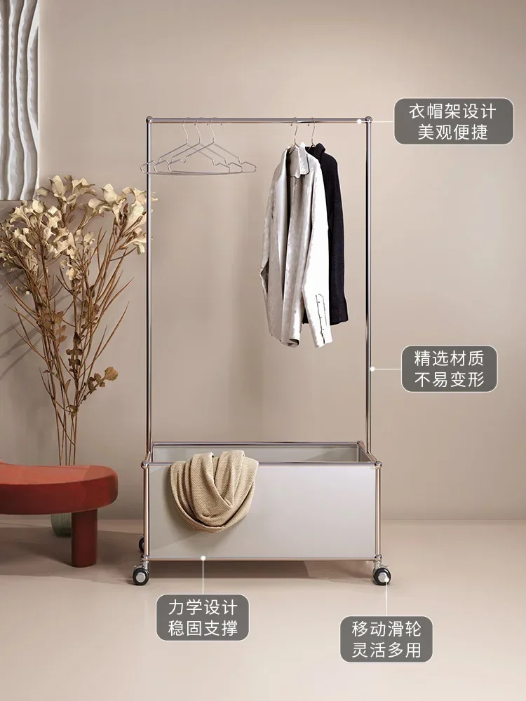Internet celebrity ins stainless steel coat rack, floor-to-ceiling bedroom removable clothes storage, household simple hanger