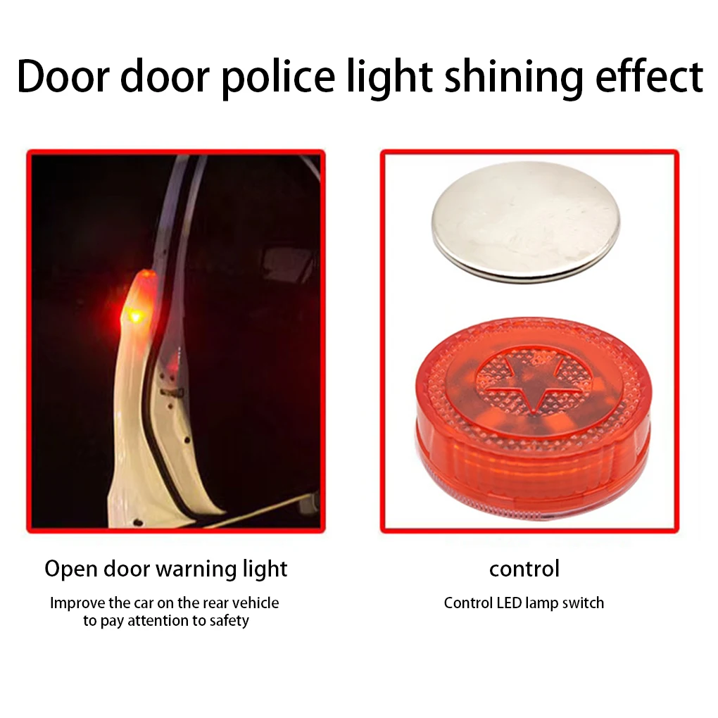 4 قطع عالمية LED لفتح باب السيارة، أضواء مضادة للتصادمات، إنذار ستروب، مصباح إيقاف السيارة، ضوء أصفر #4
