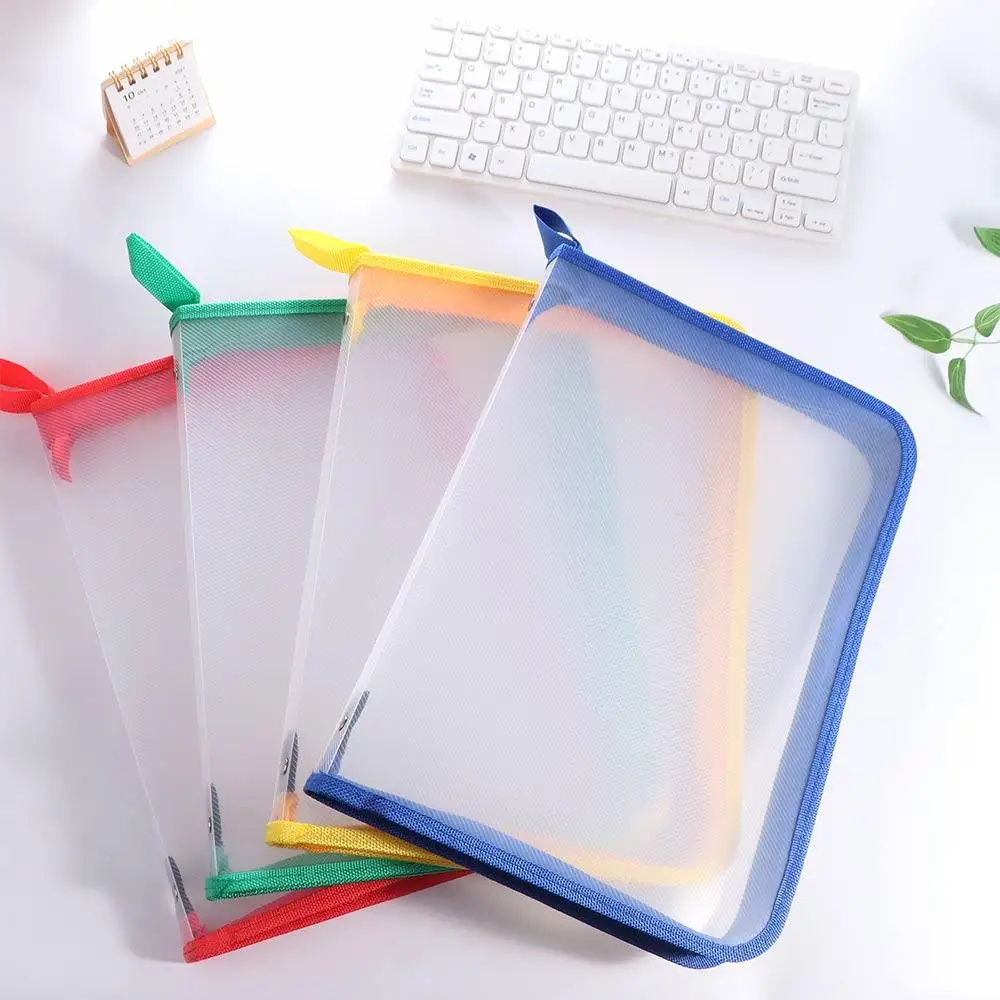 Student Homework Storage Bags Zipper Pocket Textbook Test Paper Folder Zipper Storage Bag File Bag Folders Paper Organizer