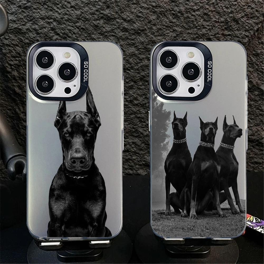 Animal Doberman Dog Phone Case Color electrosilvering IPhone16 11 14 15 12 Pro 11 Plus 13 Pro MAX iphone Drop case