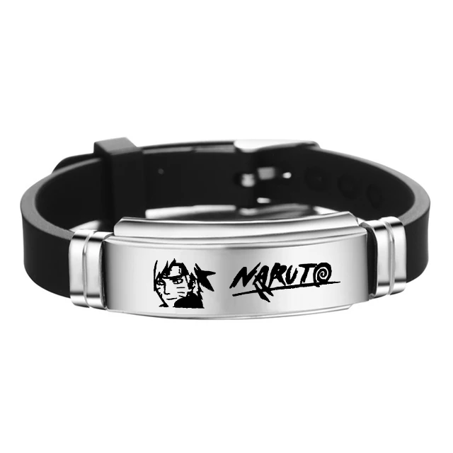 Pulsera ajustable de la serie Anime Naruto, pulsera clásica de acero inoxidable con estampado de Akatsuki, diseño de miembro, regalo de autógrafo