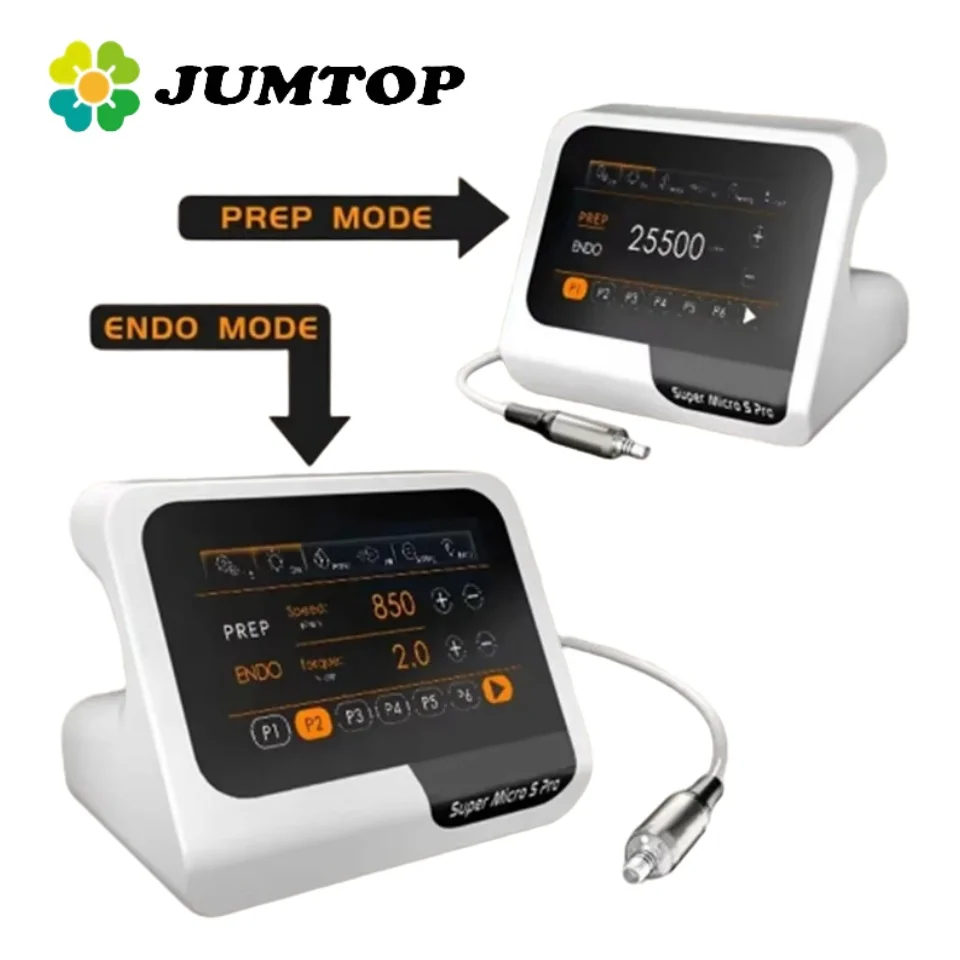 JUMTOP 2 in 1 Dental Electric Micromotor Built In Endomotor System Led Optical Fiber Brushless Electric Motor