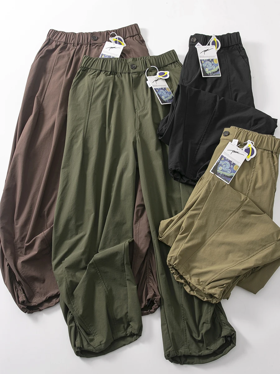 

Qui Dry Outdoor Work Trousers Wide Leg Nine Points Dstring Cuff Pants Loose Fit Long Pants Youthful Energy Sle Nylon