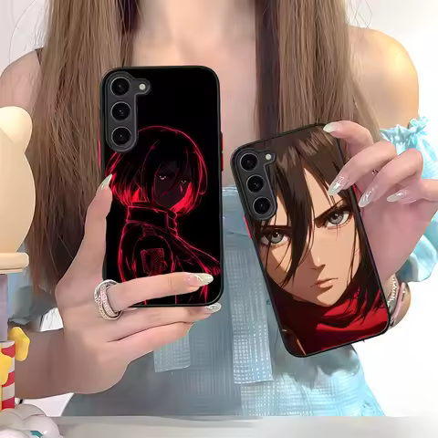 AOT Mikasa Mobile Phone Case for Samsung Galaxy S25 S24 S23 S22 S21 Plus FE Ultra Colour Silicone Protective Cover Pretty Luxury