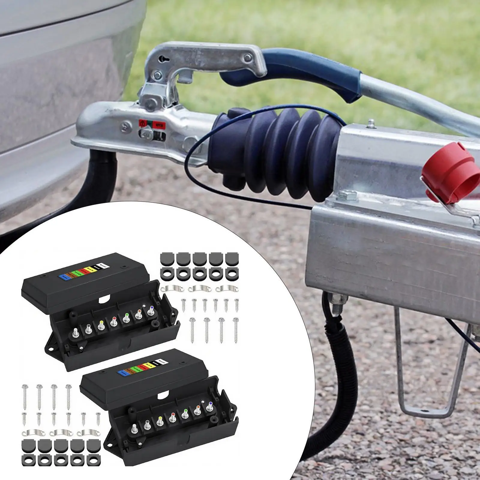 

2x7-контактные распределительные коробки для прицепа, устойчивые к атмосферным воздействиям, герметичная защита, 7-контактные проводничные коробки для прицепа, удобные и прочные для прицепа на колесах