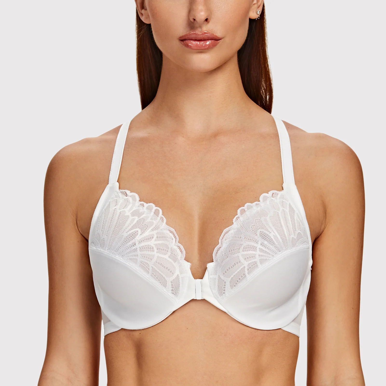 

MELENECA Женский бюстгальтер на косточках без подкладки с застежкой спереди и полным покрытием, большие размеры