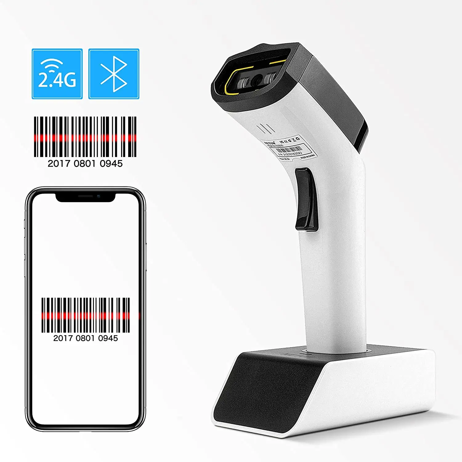 NETUM DS500 Handheld Wirelress CCD Barcode Scanner AND DS5000 Bluetooth 1D Bar Code Reader with Charging Dock for IOS Android