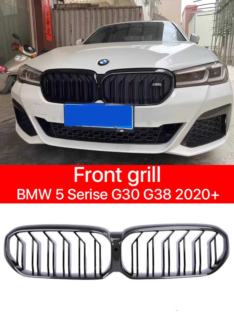 

Front Kidney Bumper Grille Carbon Fiber M Style Grill Cover For BMW 5 Series G30 G31 G38 LCI 2020 2021 2022 2023 M5 Performance