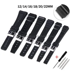 12mm 14mm 16mm 18mm 20mm 22mm Silicone Rubber Watch Band for Men Women Students Electronic Watch Strap Sport Bracelet Accessory