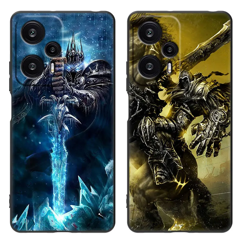 World of Warcraft Cartoon Cover Black Phone Case For Xiaomi Mi POCO X6 Pro 5G F5 M6 X5 X4 Pro X3 NFC M5 M4 M3 F2 Pro F4 F3 GT