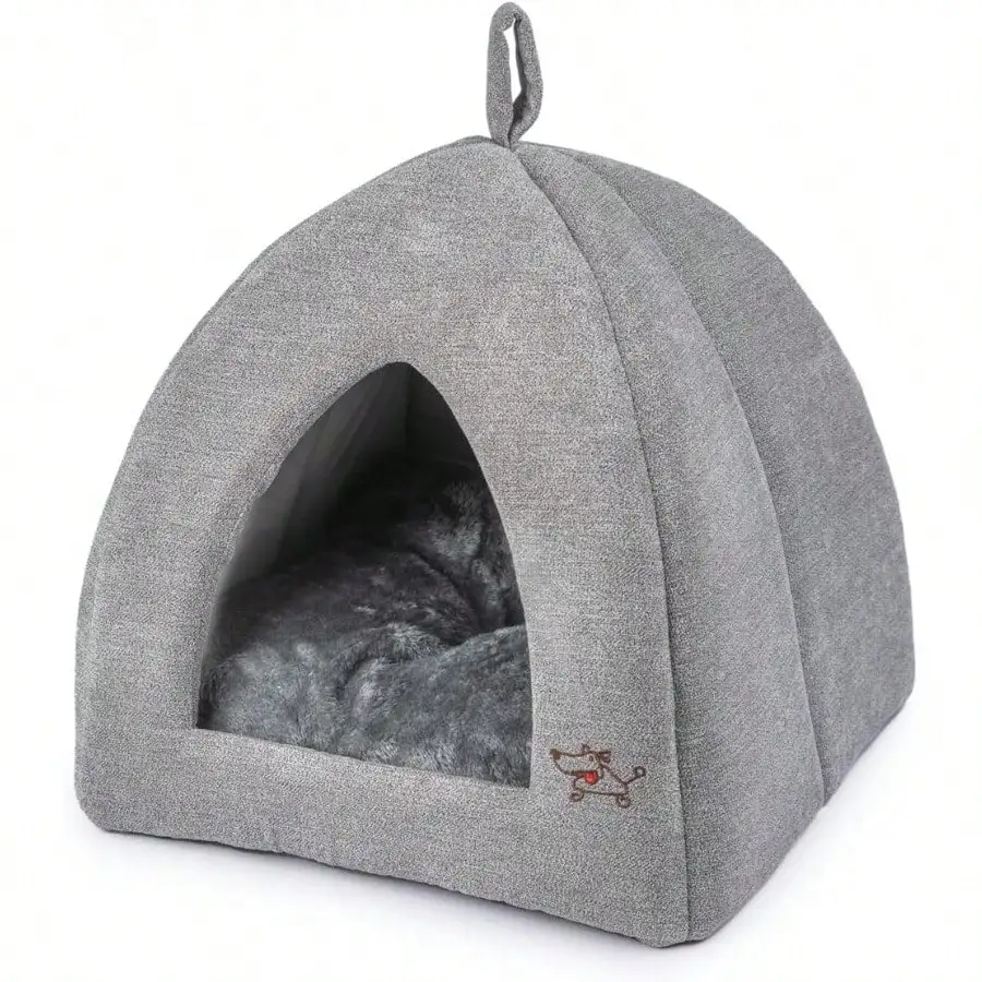 

2025 NewDog House Bed Crate Mat Tent Indoor Round Soft Plush For Small Medium And Large Breeds - Tan 19 X 19 X H:19