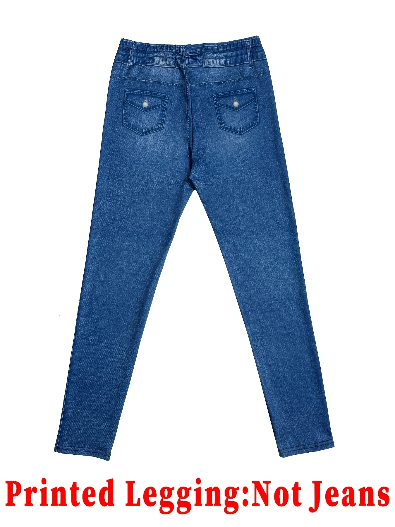 Damen-Leggings mit mehreren Taschen, hoher Taille und Kunst-Denim-Print, superelastische, nicht aus Denim gefertigte, figurbetonende, po-liftende Workout-Yogahose – Detail 5