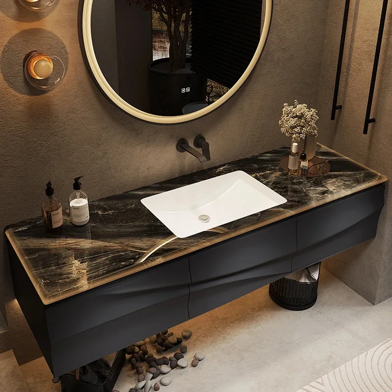 Factory Direct 2026 French medieval oak bathroom cabinet combination natural luxury stone toilet washbasin washbasin bathroom ca