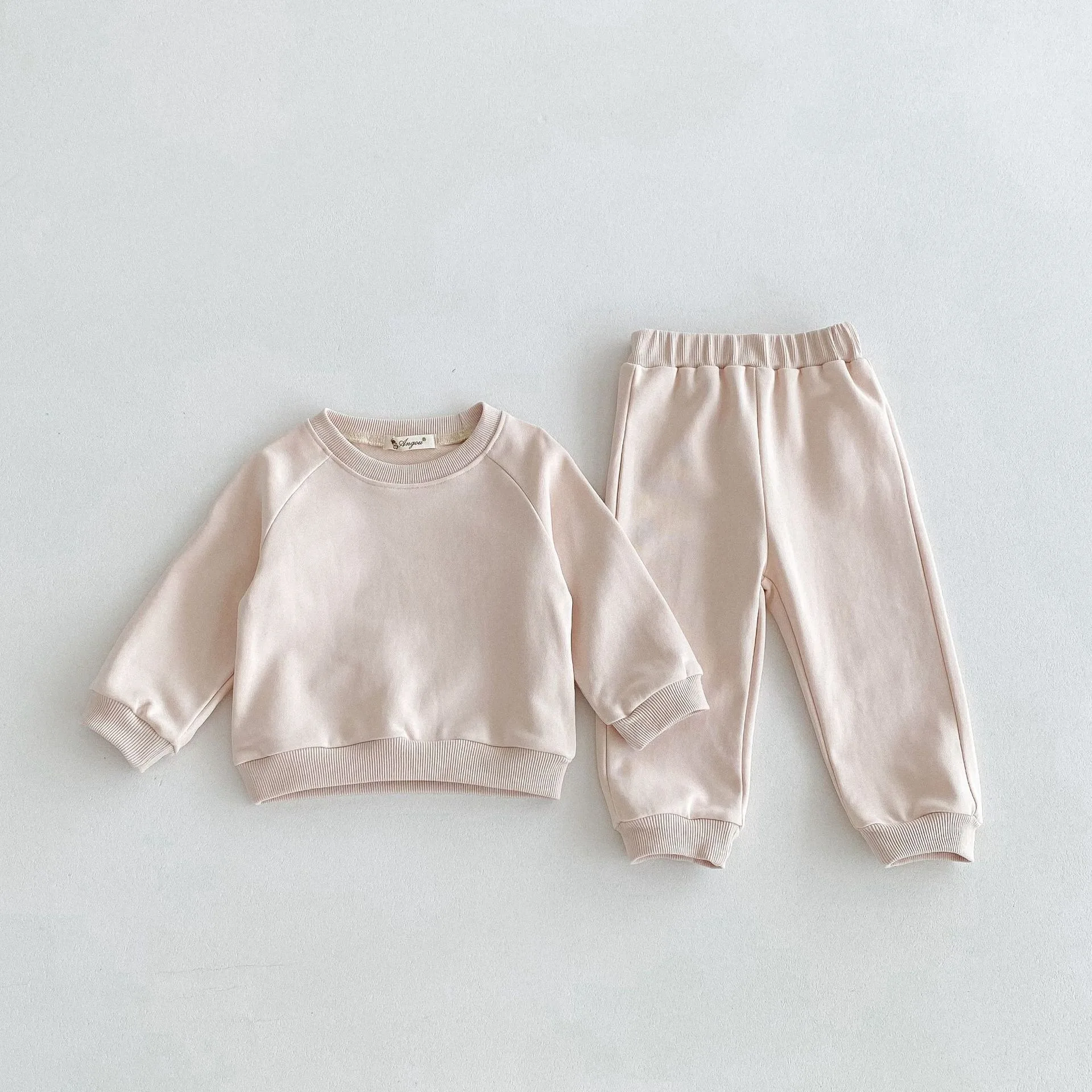 

Quality Cotton Baby Toddler Boy Girls Set Autumn Kids Clothes Children Pullover Sweatshirts+ Solid Sports Pants 2pc Sportswear