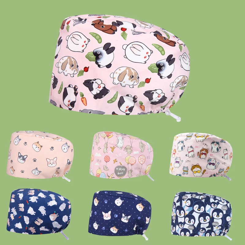 

Alpaca Scrub Cap Euro Medical Surgical Hat for Women Men Cordlock Adjustable Protect Hair Sleep Bonnet Dentist Nurse Caps