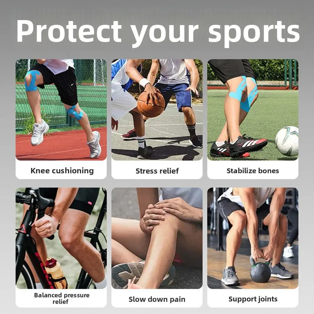 2pcs Breathable Precut Kinesiology Tape Elastic Cotton Material Athletic Knee Tape Precut Support & Stability