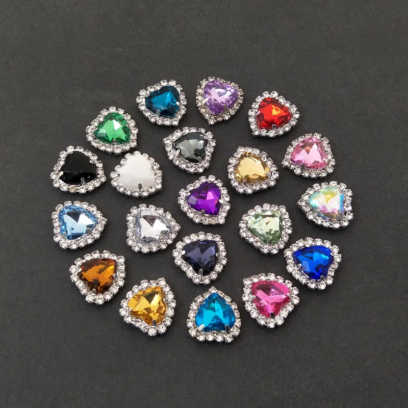 10pcs/lot Romantic Colorful Crystal Pendants Charms for Earrings Bracelets Heart Shape Charms Jewelry DIY Making Accessories