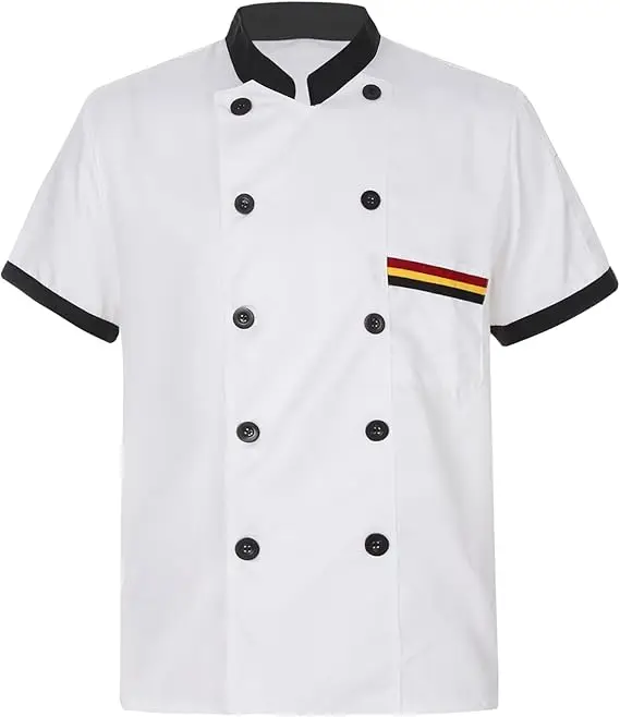 Men\'s Short Sleeved Chef Uniform Kitchen Hotel Work Uniform Cafeteria Short Sleeved Work Uniform Chef Work Uniform