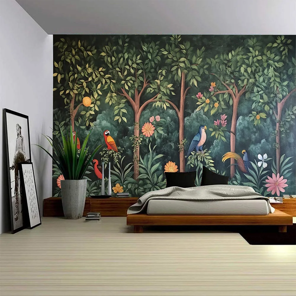

Tropical Plant Tapestry Flower and Bird Wall Hanging Aesthetics Room Decoration Background Poster Home Wall Decoration Cloth