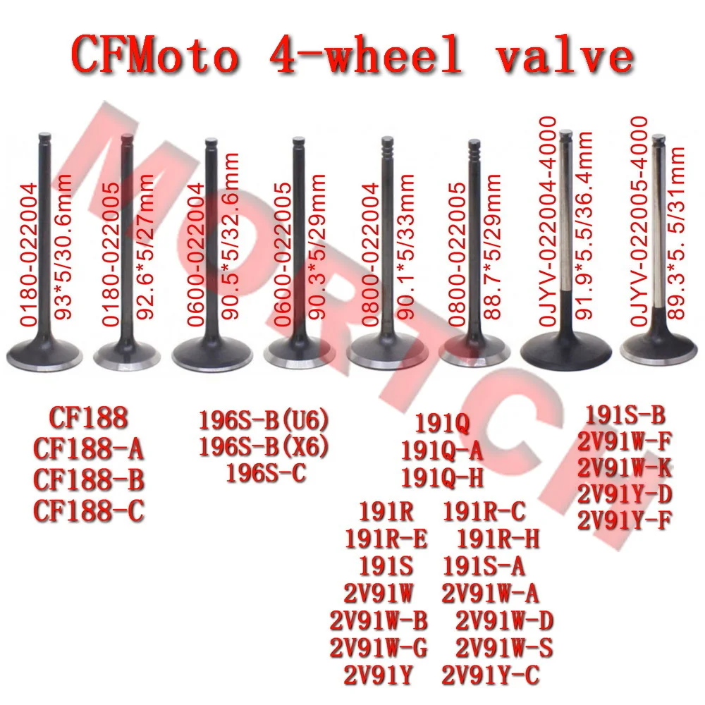 0800-022004 Intake Valve 0800-022005 Exhaust Valve, For CFMoto CForce 450 550 625 191Q 191R 191S