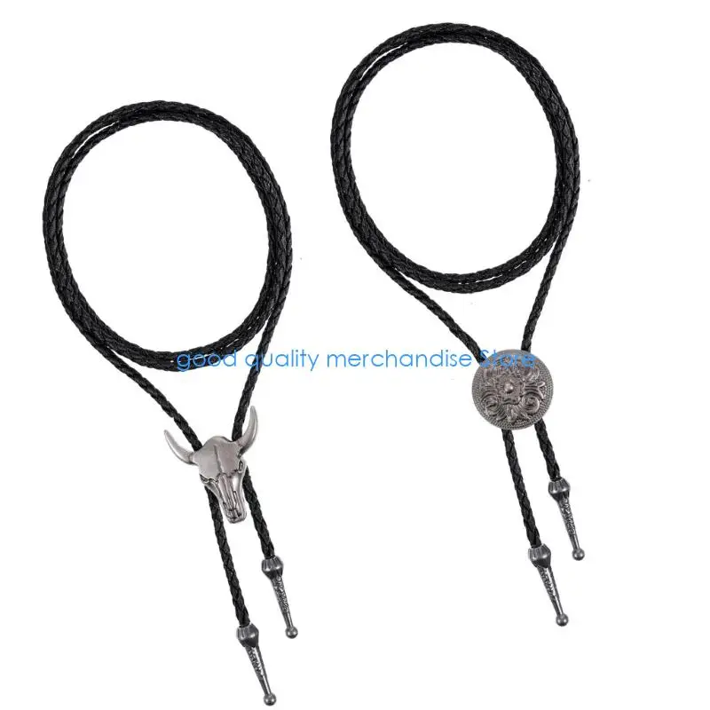 Y5JD Fashion Cow Head من جلد البولي يوريثان، إكسسوار رقبة بتفاصيل ربطة عنق أنيقة مثالية للارتداء اليومي والهدايا