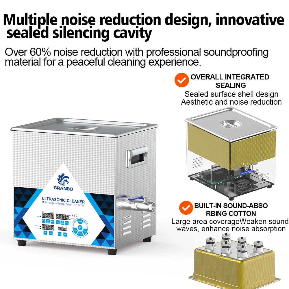 전문 초음파 세척기 고주파 40-200KHz 3.2L 150W 실험실 의료용 정밀 세척