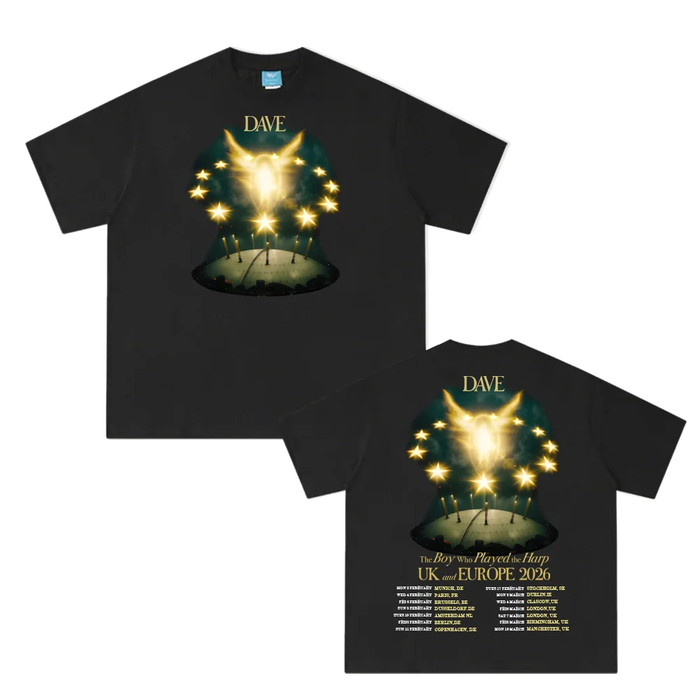 

Dave The Boy Who Played the Harp tour2026 Summer Hip HopTee-shirt Sleeve Korean Cotton High Quality Clothing Female/Male Tops