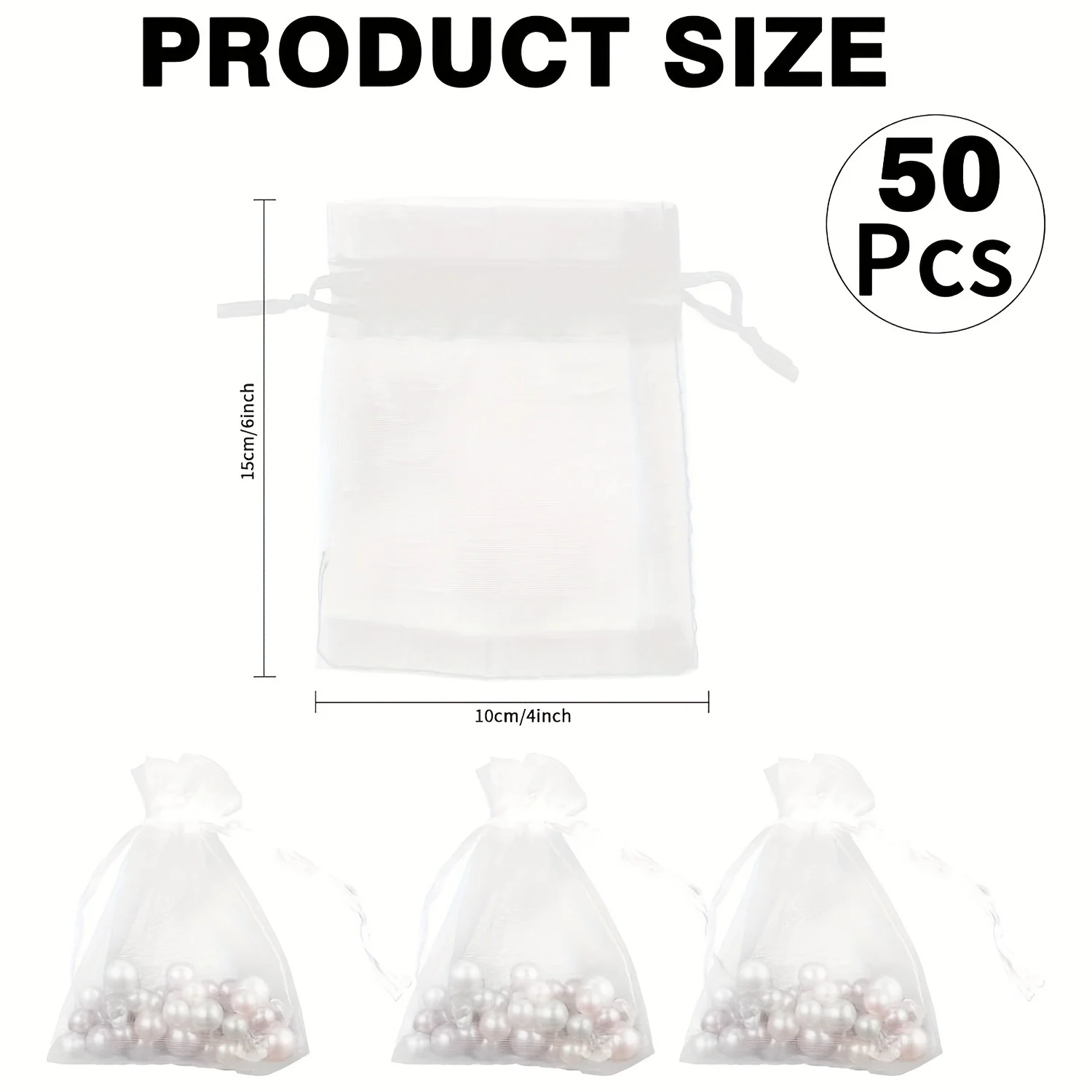 50/100pcs Organza Gift Bags  - Drawstring Gift Bags for Jewelry Soap Makeup Party Favors and More Transparent Organza Bag