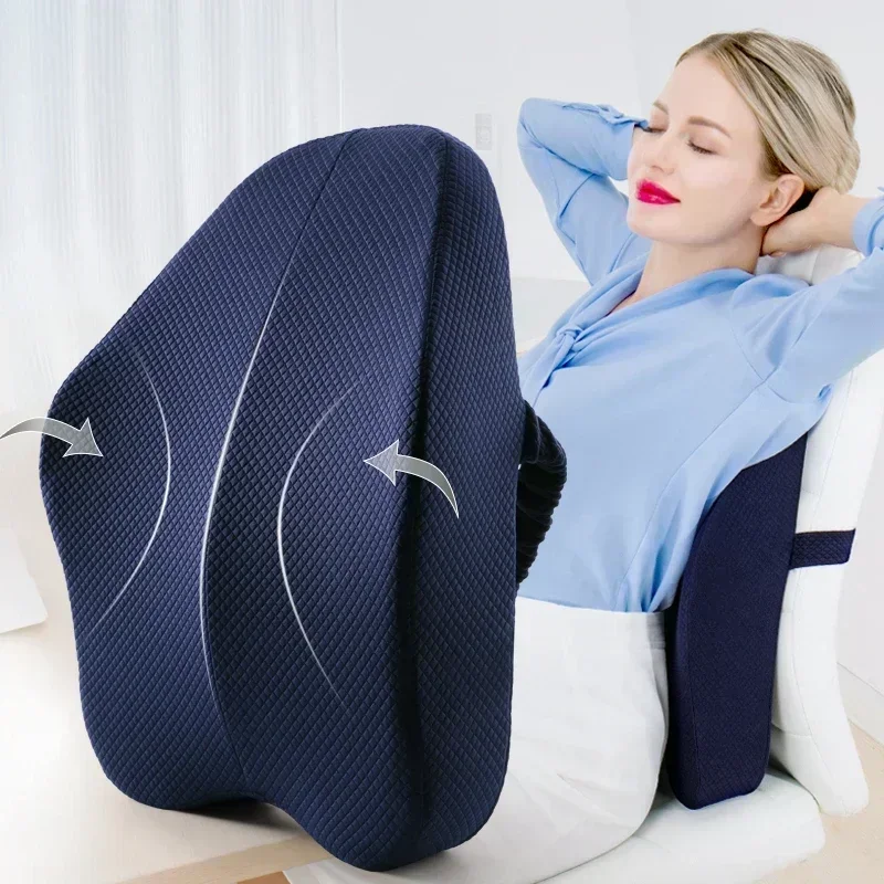 Memory Foam Lumbar Support Cushion For Back Waist Orthopedic Pillow Coccyx Office Chair Cushion Car Seat Pain Relief Massage Pad