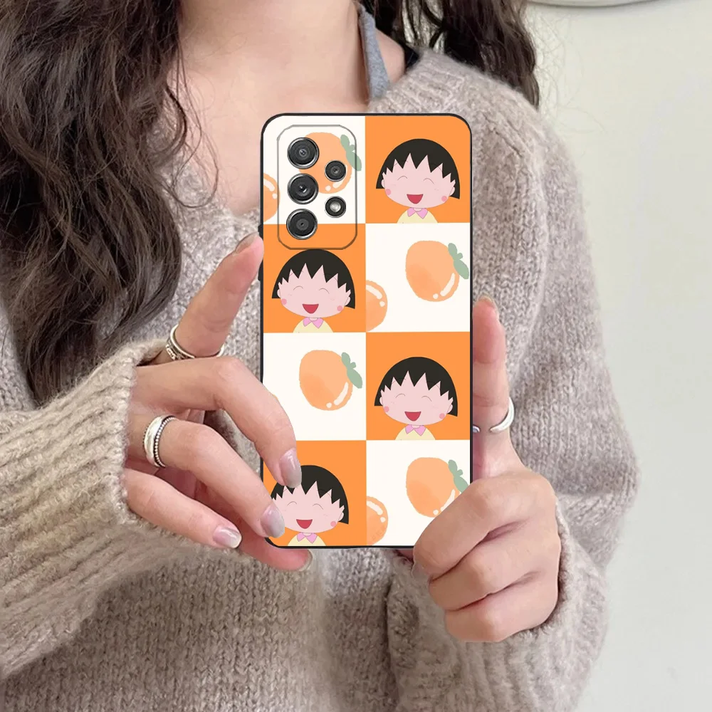 Catoon C-Chibi M-Maruko-C-Chan Phone Case For Samsung S24,23,22,30,21,10,9,Ultra,Plus,Lite,FE,5G Black Soft Case