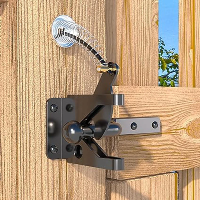 Trava com extrator de mola, Fence Door Lock, Fechadura pequena com corda, Adequado para portões de vedação