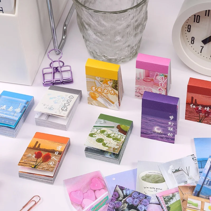 50Pcs Plant Sky Scenery Stickers Books Accounts Backgrounds Decorative Materials Labels Stickers Student Office Supplies
