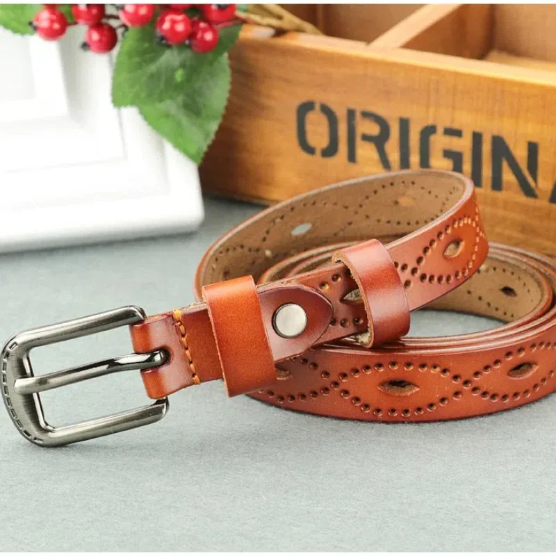 Women's thin decorative belt genuine leather pin buckle retro casual pure cowhide women's thin belt fashionable and versatile